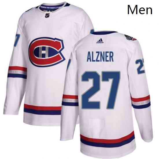 Mens Adidas Montreal Canadiens 27 Karl Alzner Authentic White 2017 100 Classic NHL Jersey